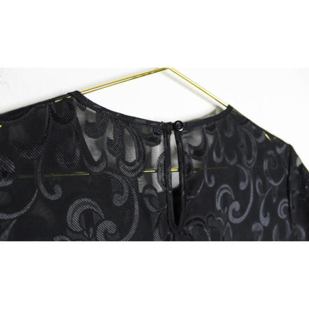 VTG Black Sheer Swirl Design Tee Blouse - Cinema Etoile - Large - Picture 5 of 6